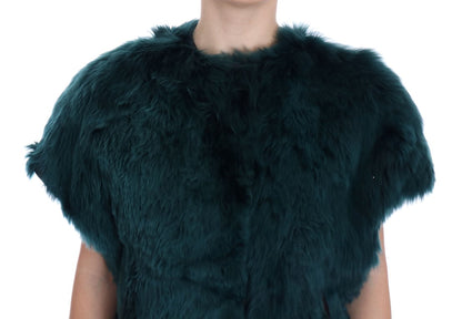 Dolce & Gabbana Grüne Alpakafellweste ärmellose Jacke
