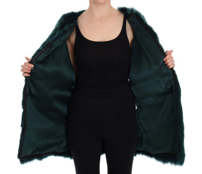 Dolce & Gabbana Grüne Alpakafellweste ärmellose Jacke