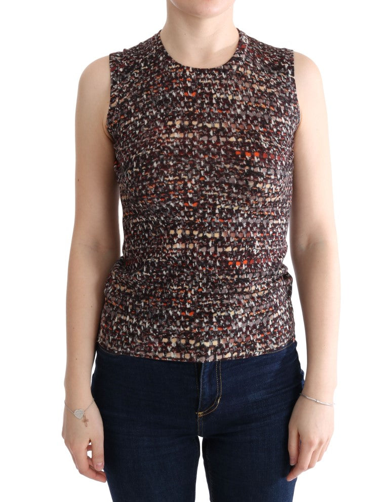 Dolce & Gabbana Mehrfarbig bedrucktes Strick-Top T-Shirt aus Wolle