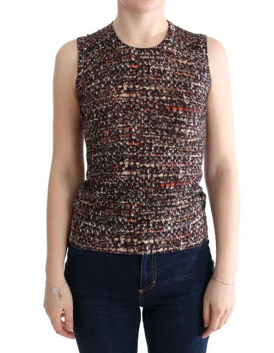 Dolce & Gabbana Mehrfarbig bedrucktes Strick-Top T-Shirt aus Wolle