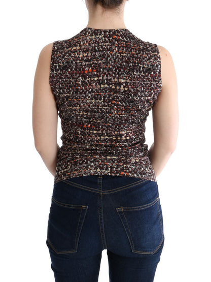 Dolce & Gabbana Mehrfarbig bedrucktes Strick-Top T-Shirt aus Wolle