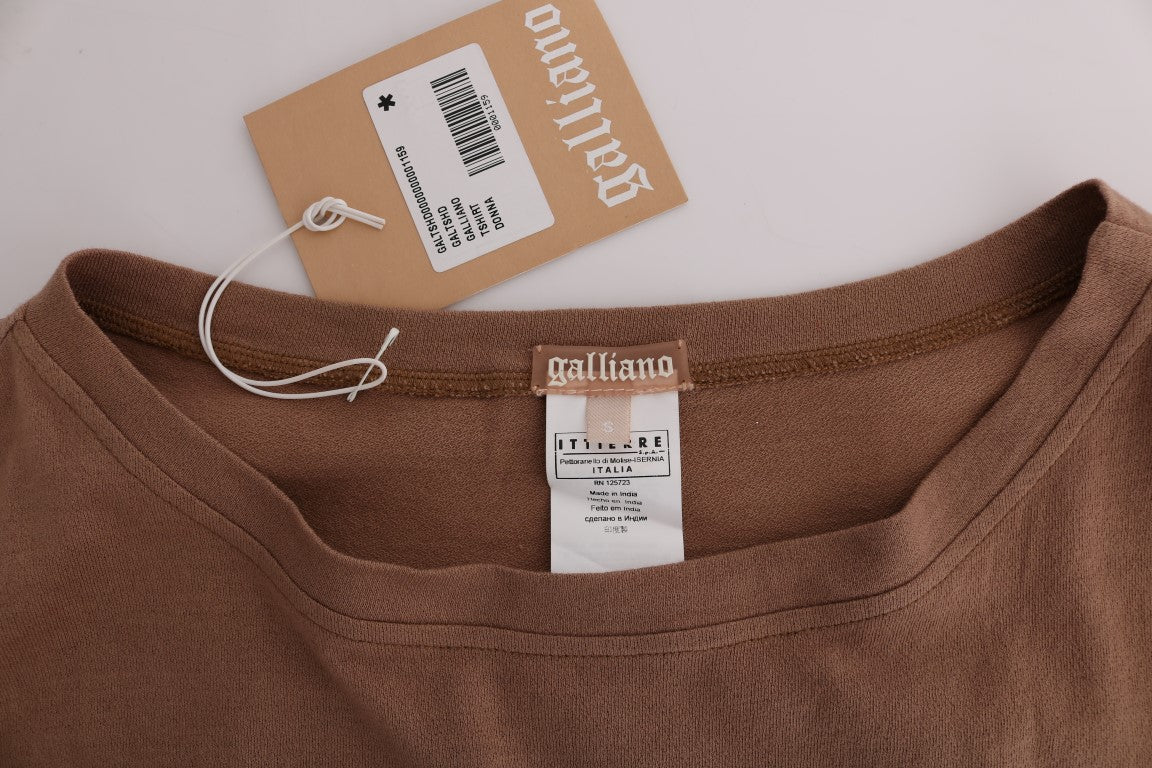 John Galliano Brauner Pullover mit Nieten aus Baumwolle