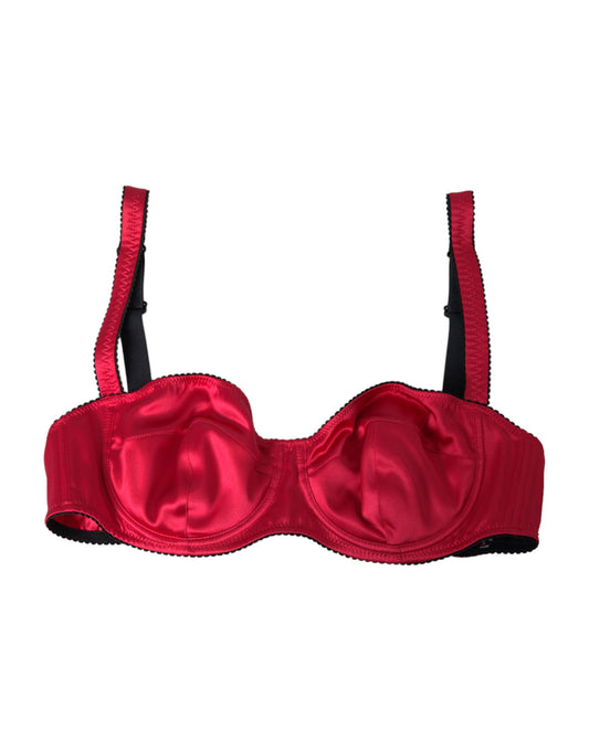 Dolce & Gabbana Bordeauxfarbener Balconette-BH aus Seiden-Stretch