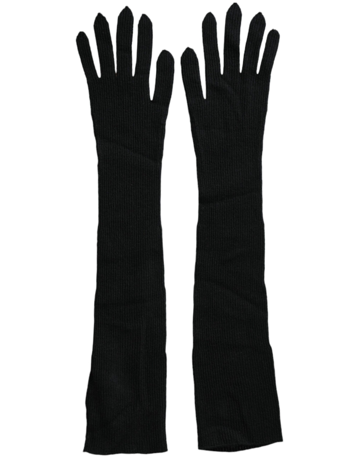 Dolce & Gabbana Schwarze lange Kaschmir-Strickhandschuhe