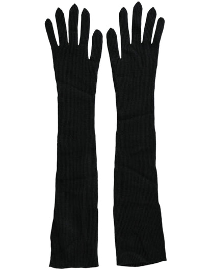 Dolce & Gabbana Schwarze lange Kaschmir-Strickhandschuhe