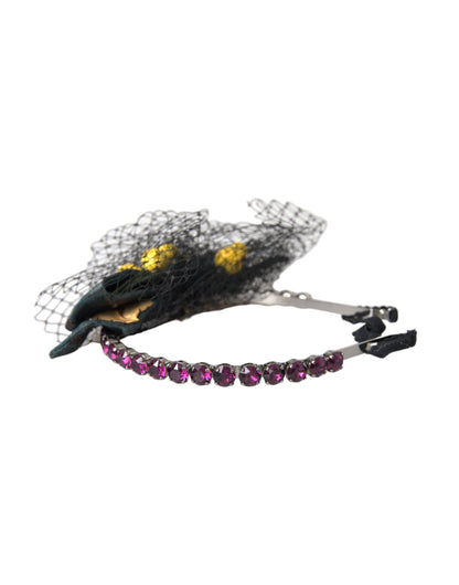 Dolce & Gabbana Cerchietto diadema nero Sicily con limoni e cristalli viola