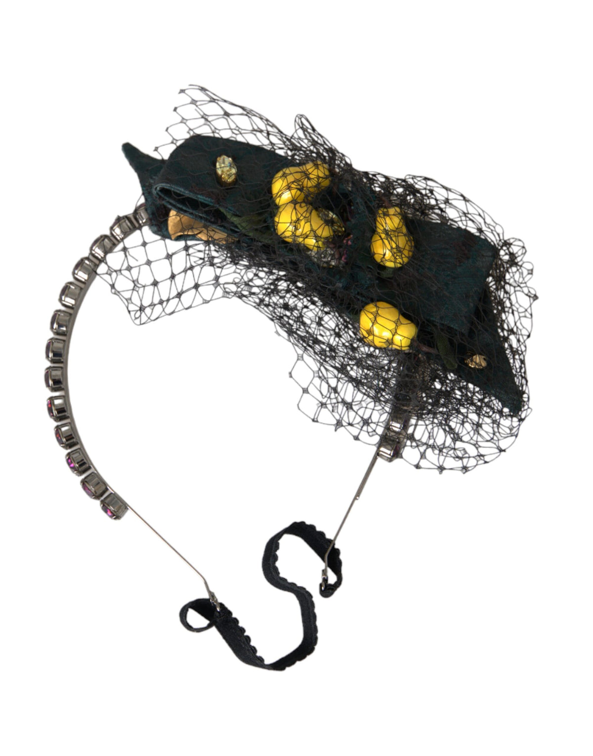Dolce & Gabbana Cerchietto diadema nero Sicily con limoni e cristalli viola