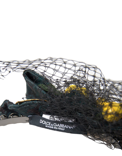 Dolce & Gabbana Cerchietto diadema nero Sicily con limoni e cristalli viola