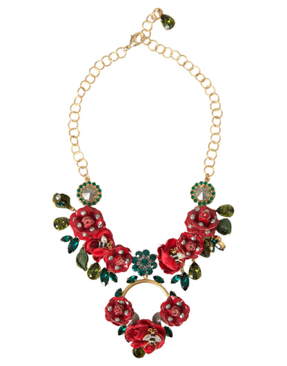 Dolce & Gabbana Goldfarbene Halskette mit Kristallanhänger