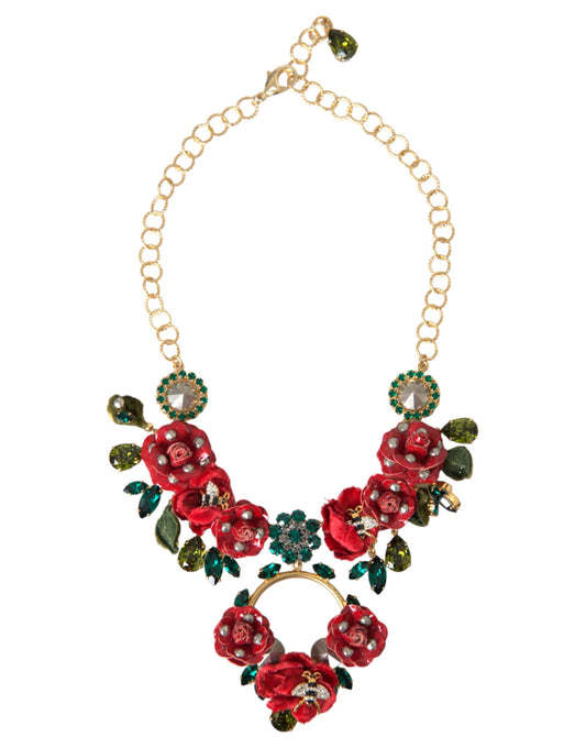 Dolce & Gabbana Goldfarbene Halskette mit Kristallanhänger
