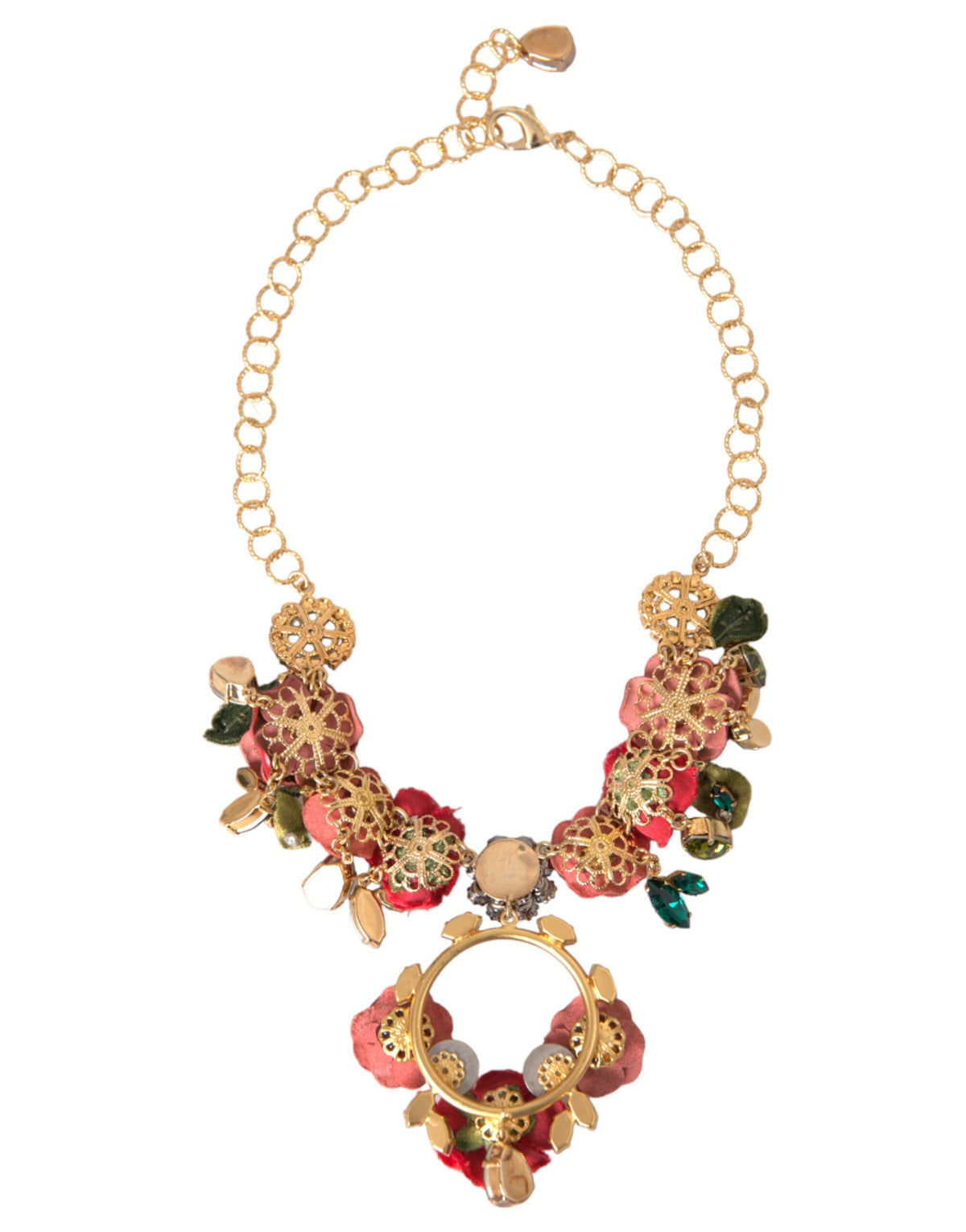 Dolce & Gabbana Goldfarbene Halskette mit Kristallanhänger