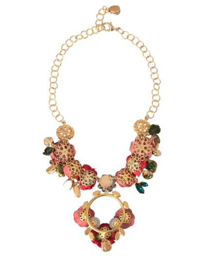 Dolce & Gabbana Goldfarbene Halskette mit Kristallanhänger