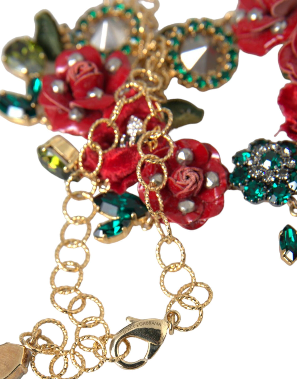 Dolce & Gabbana Goldfarbene Halskette mit Kristallanhänger