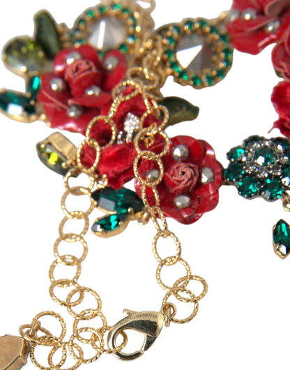 Dolce & Gabbana Goldfarbene Halskette mit Kristallanhänger