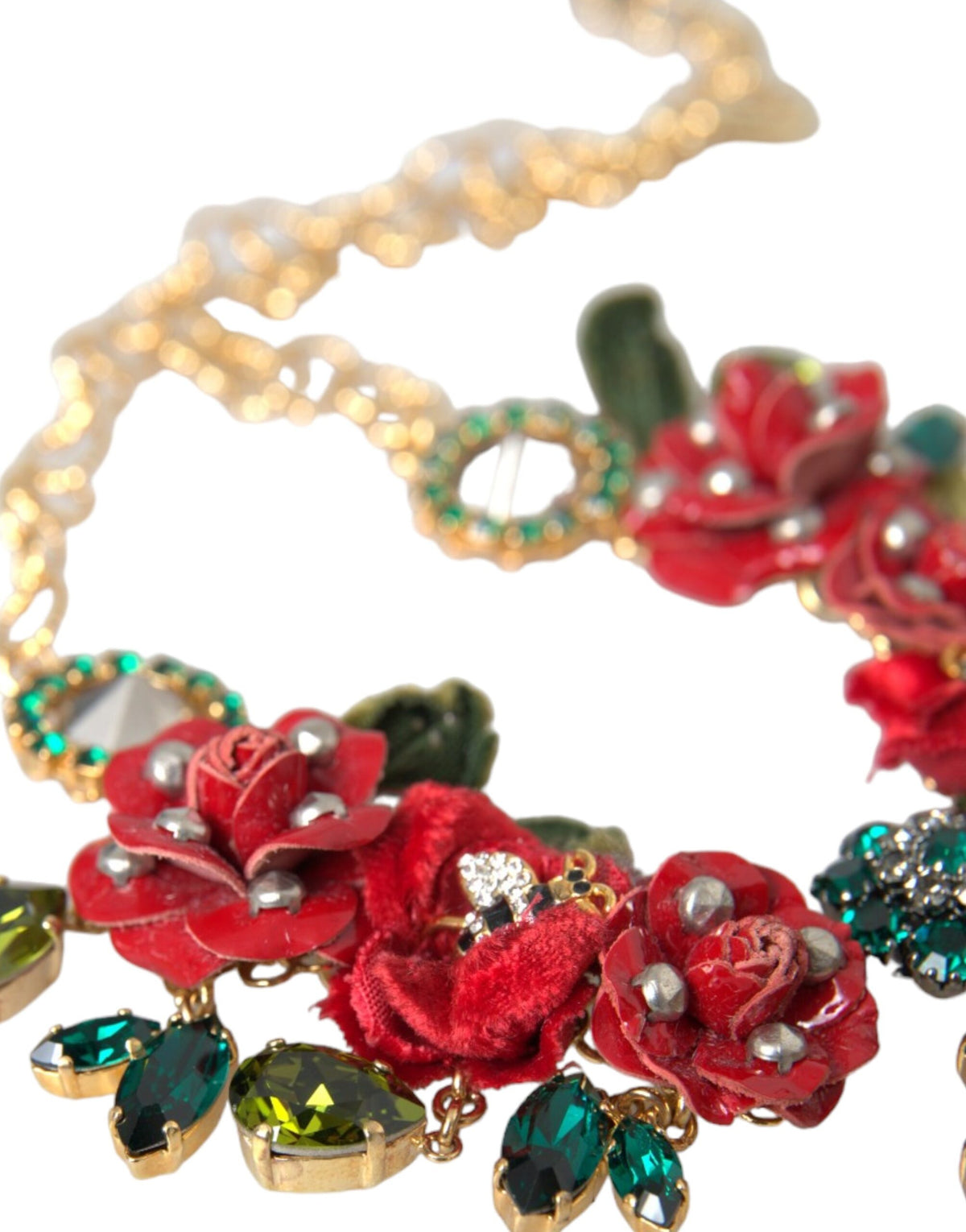 Dolce & Gabbana Goldfarbene Halskette mit Kristallanhänger