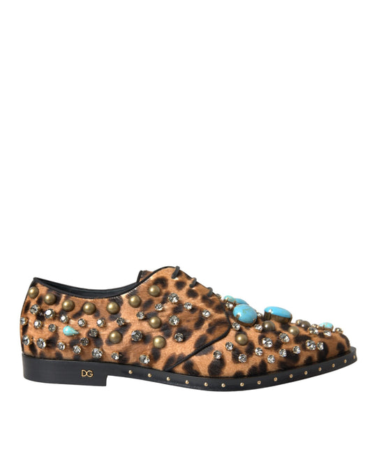 Dolce & Gabbana Brown Leopard Hair Crystal Dresses Broque Shoes