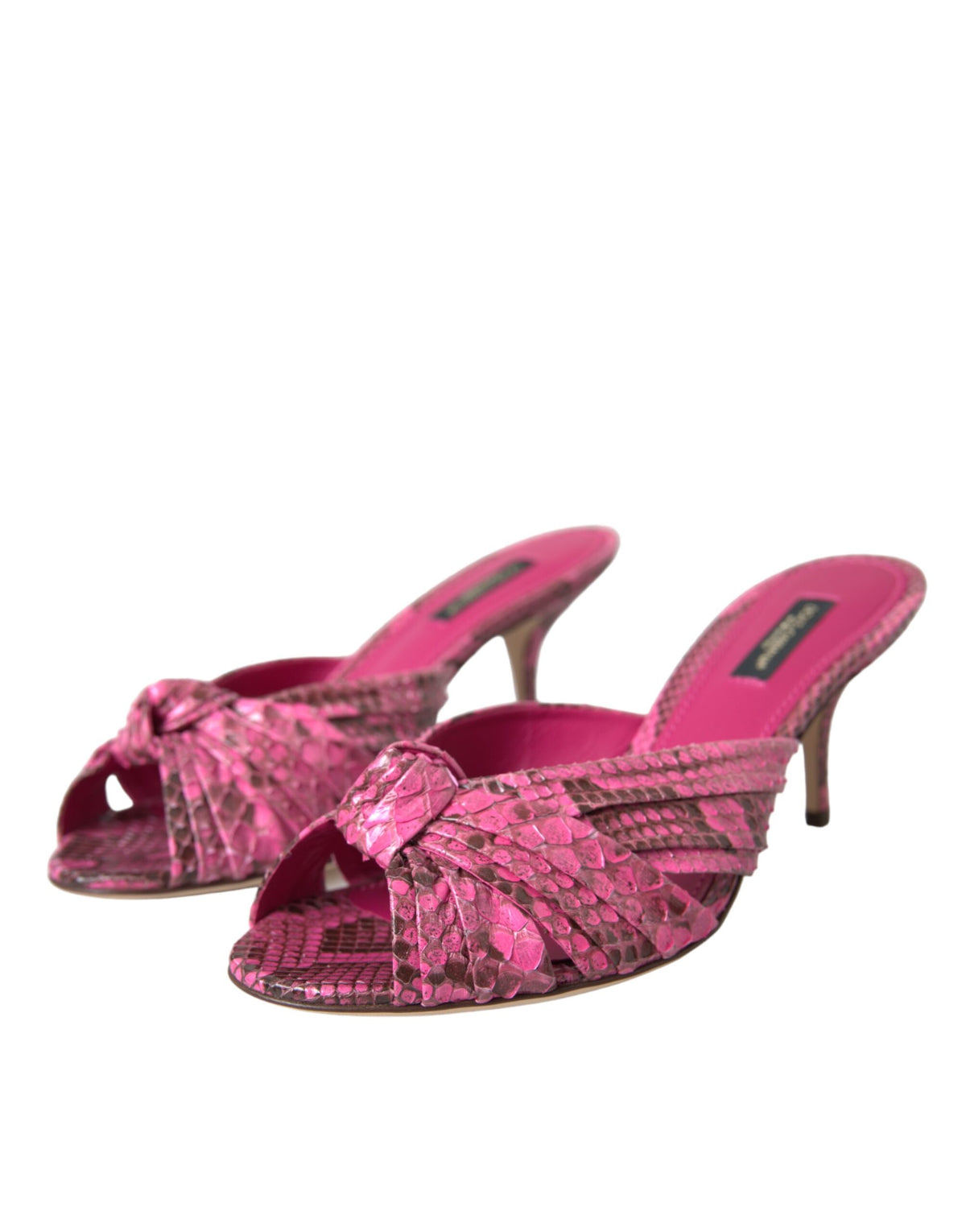 Dolce & Gabbana Rosa Kitten-Heel-Sandalen aus Pythonleder