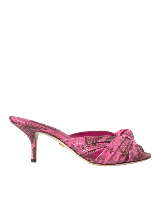Dolce & Gabbana Mules Rosa in Pelle Esotica con Kitten Heel