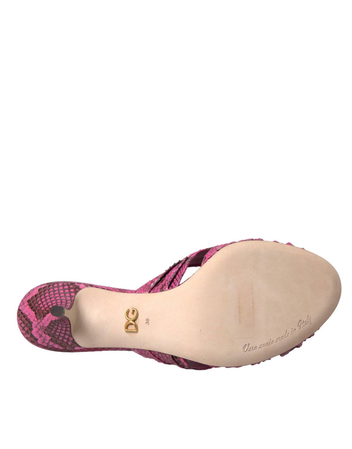Dolce & Gabbana Rosa Kitten-Heel-Sandalen aus Pythonleder