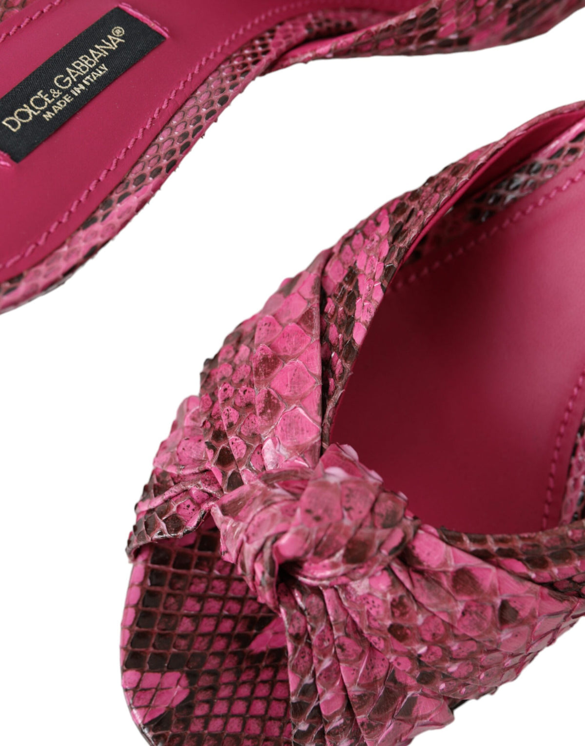 Dolce & Gabbana Rosa Kitten-Heel-Sandalen aus Pythonleder