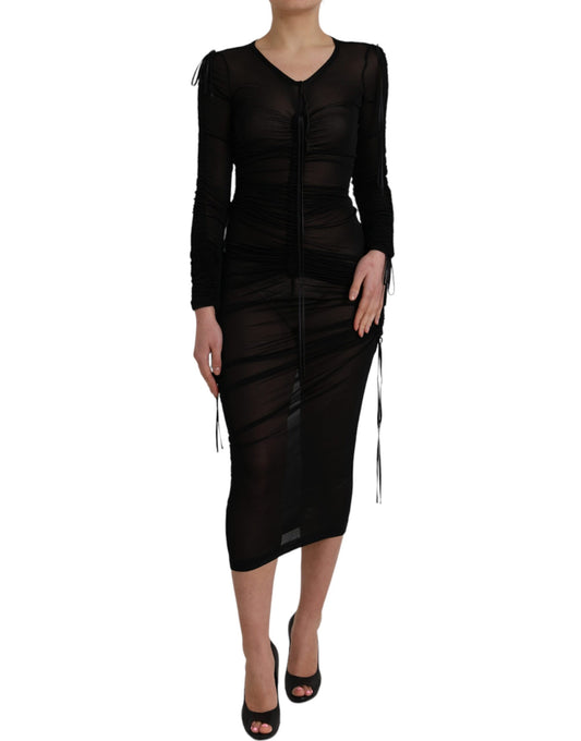 Dolce & Gabbana Schwarzes transparentes Bodycon-Midikleid
