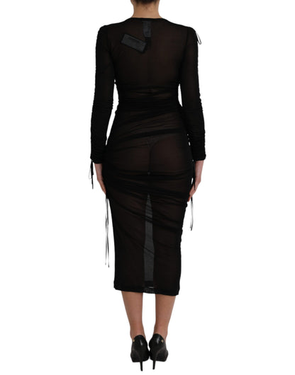 Dolce & Gabbana Schwarzes transparentes Bodycon-Midikleid