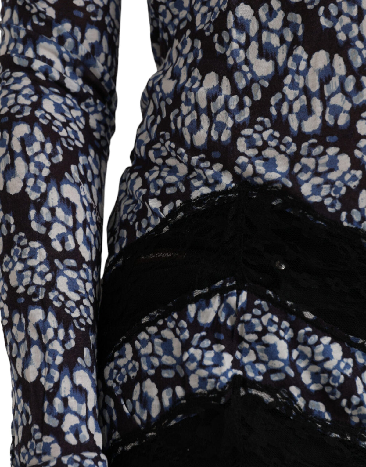Just Cavalli Blusa a maniche lunghe con motivo floreale con pizzo blu