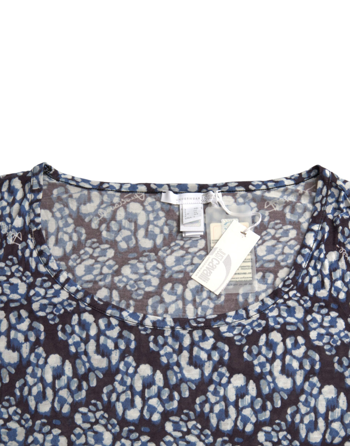 Just Cavalli Blusa a maniche lunghe con motivo floreale con pizzo blu