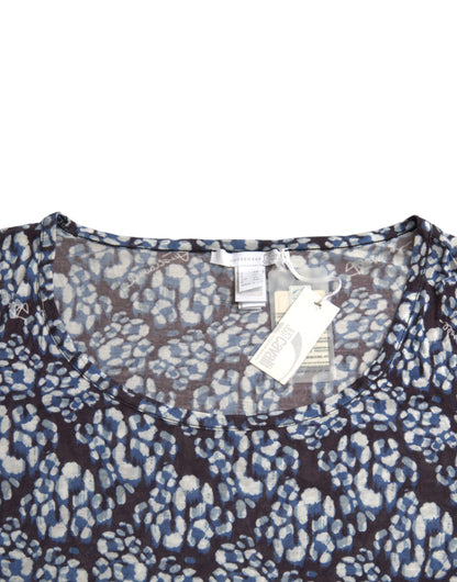 Just Cavalli Blusa a maniche lunghe con motivo floreale con pizzo blu