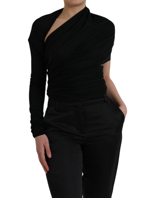 Dolce & Gabbana Schwarzes asymmetrisches Wolltop