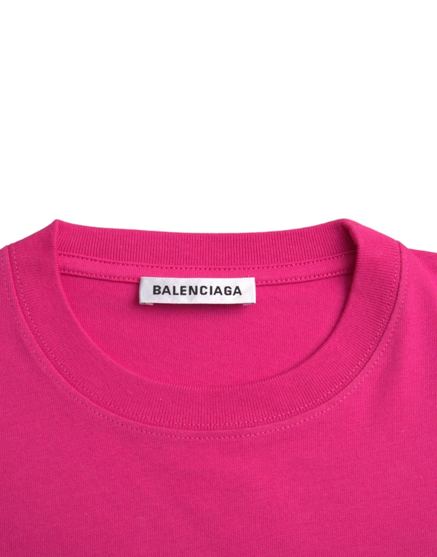Balenciaga Pinkes Baumwoll-T-Shirt mit Rundhalsausschnitt und kurzen Ärmeln
