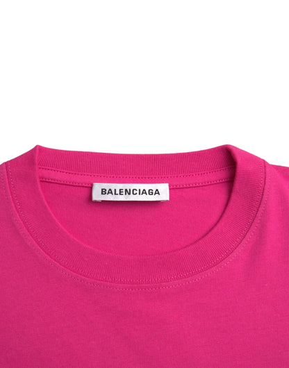 Balenciaga Pinkes Baumwoll-T-Shirt mit Rundhalsausschnitt und kurzen Ärmeln
