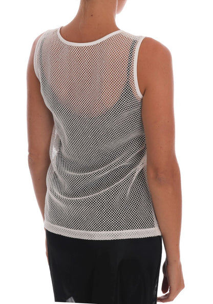 Dolce & Gabbana Weißes Netz-Tank-Transparent-Top