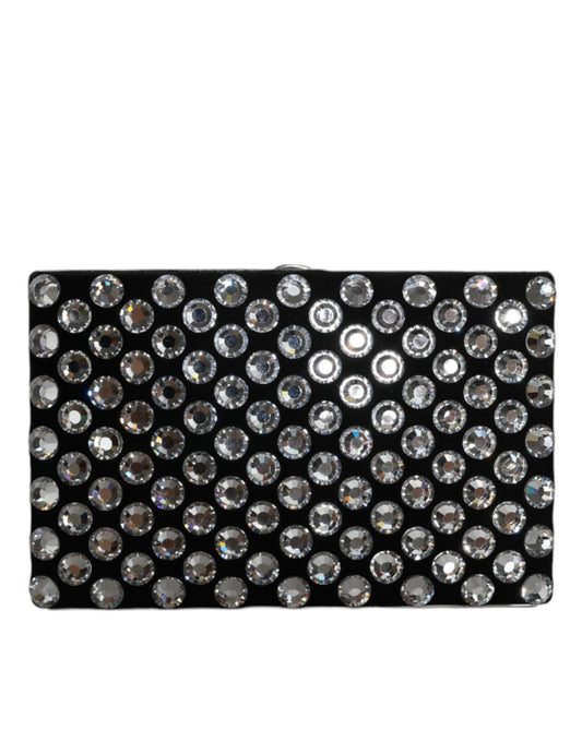 Dolce & Gabbana Schwarze Samt-Mini-Clutch mit Kristallbesatz