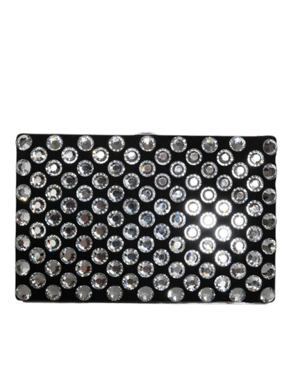 Dolce & Gabbana Schwarze Samt-Mini-Clutch mit Kristallbesatz