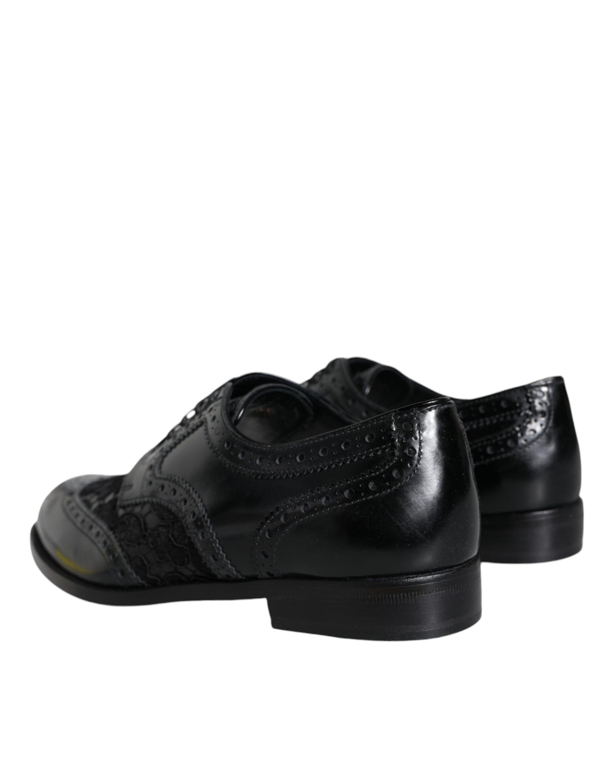 Dolce & Gabbana Derby Nere in Pelle con Pizzo Floreale
