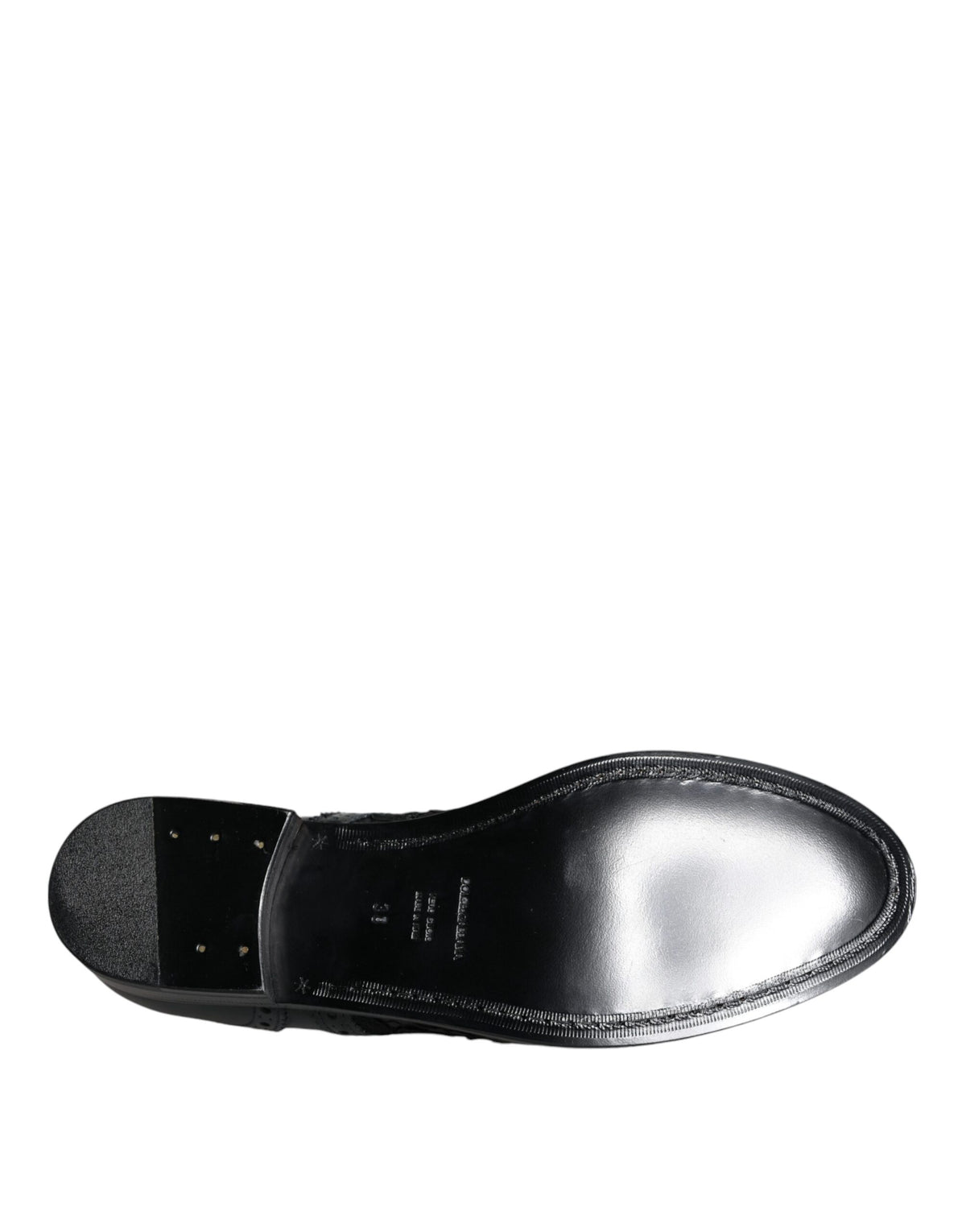 Dolce & Gabbana Derby Nere in Pelle con Pizzo Floreale