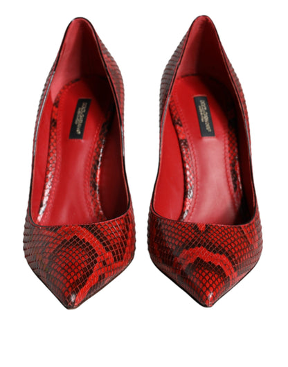 Dolce & Gabbana Rote Leder Stiletto High Heels Pumps Schuhe