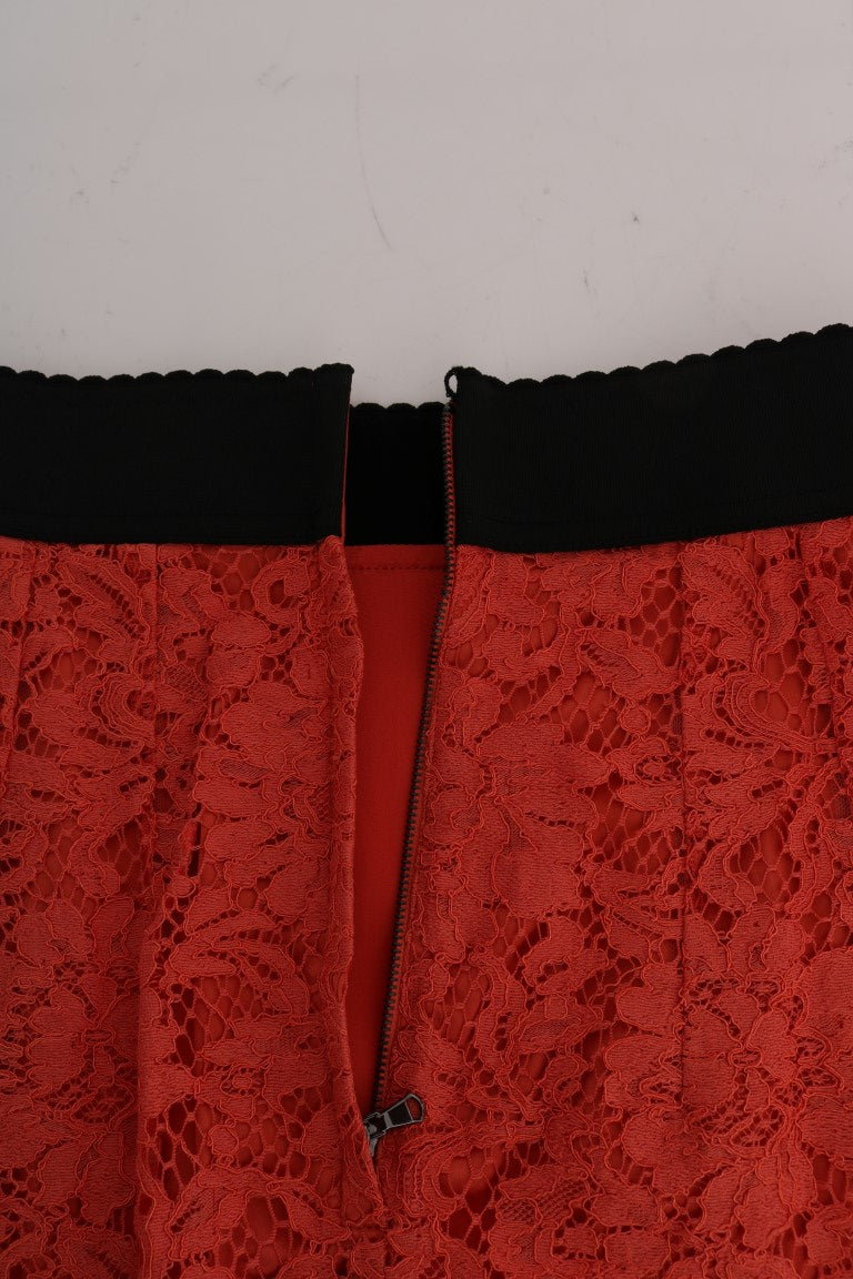 Dolce & Gabbana Orange Makramee-Spitzen-Bleistiftrock