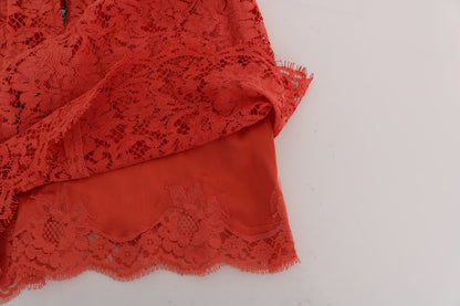 Dolce & Gabbana Orange Makramee-Spitzen-Bleistiftrock