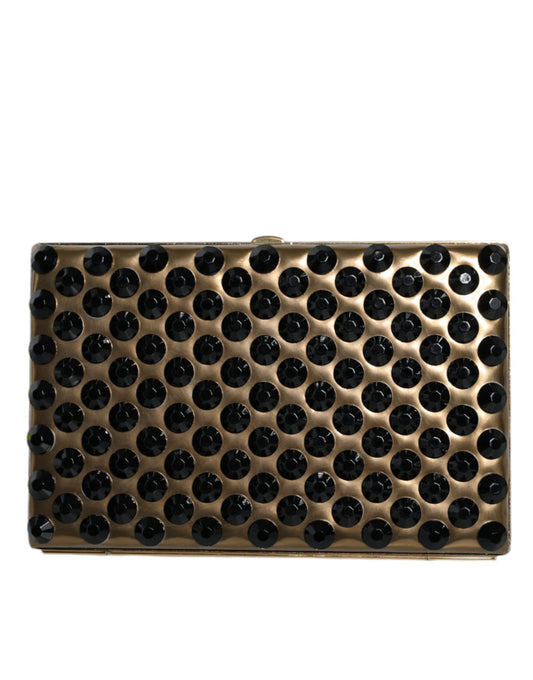 Dolce & Gabbana Goldfarbene Mini-Clutch mit Kristallbesatz