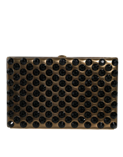 Dolce & Gabbana Gold Crystal Bifold Clutch Evening Party 's Purse Bag