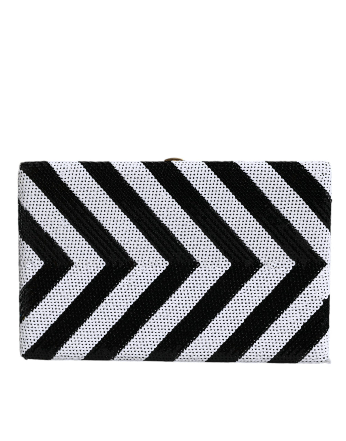 Dolce & Gabbana Schwarz-weiße Mini-Clutch mit goldfarbenem Rahmen