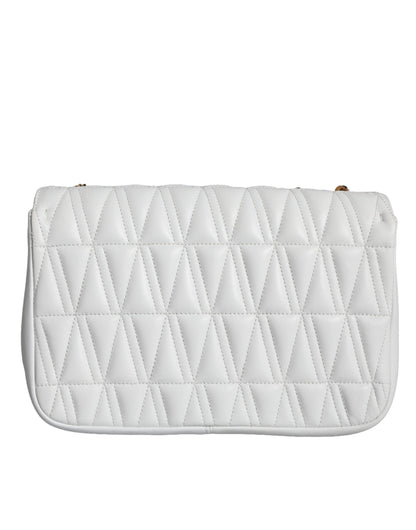 Versace Weiße Mini-Nappaleder-Crossbody-Umhängetasche