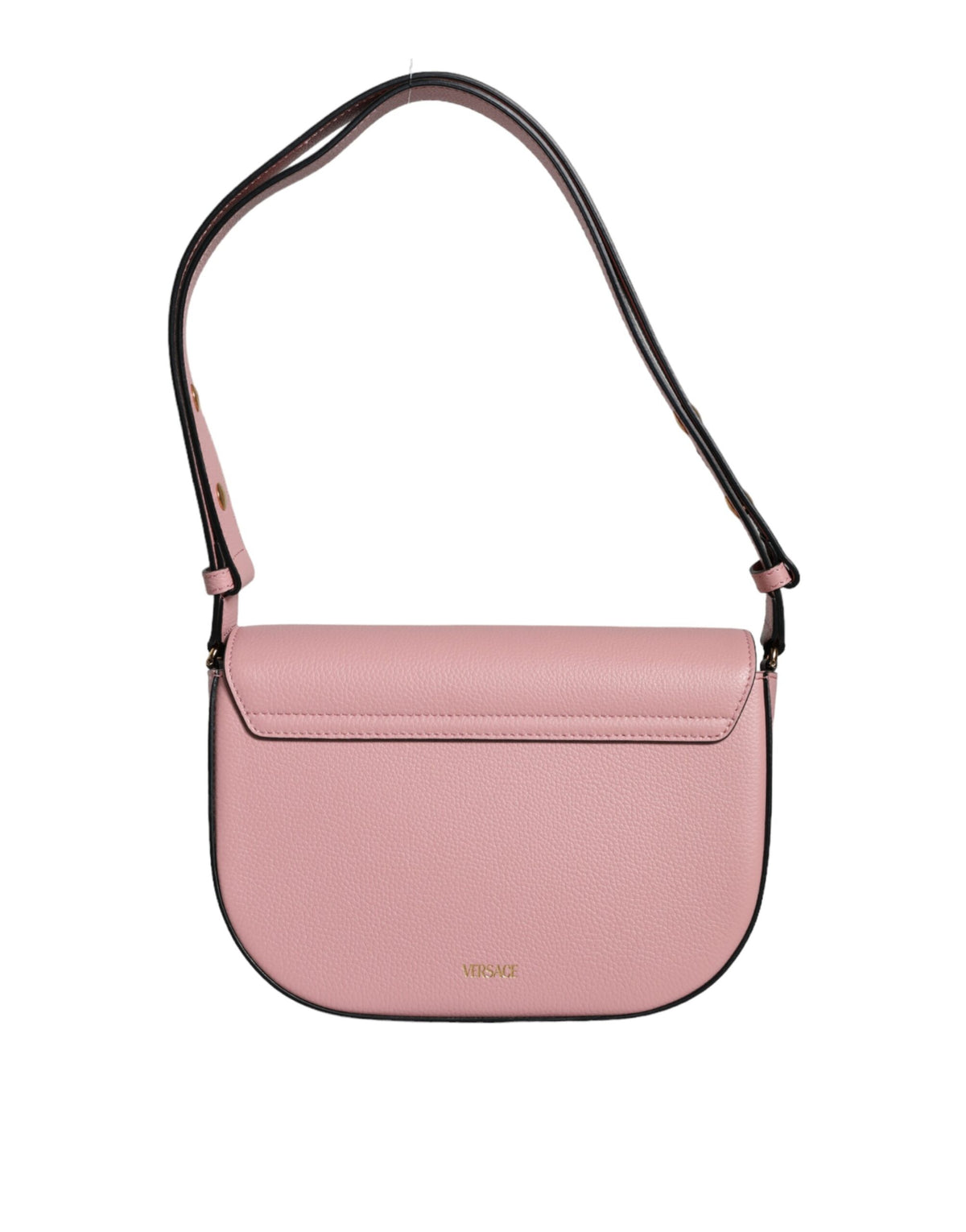 Versace Pink Grainy Calf Leather Logo Crossbody Bag