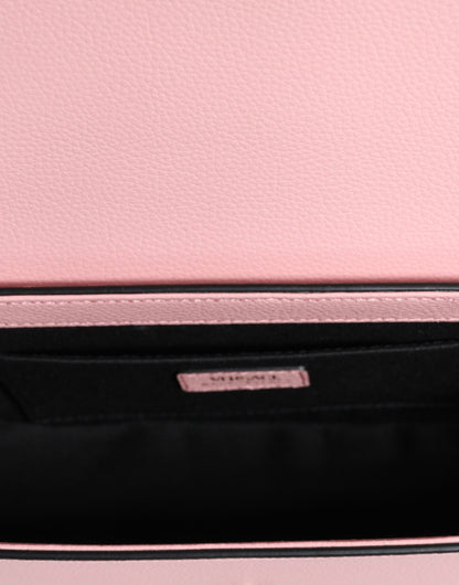Versace Pink Grainy Calf Leather Logo Crossbody Bag