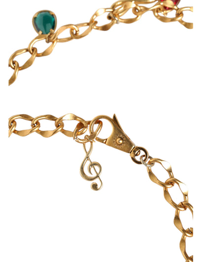 Dolce & Gabbana Goldfarbener Kettengürtel mit Kristall-Details