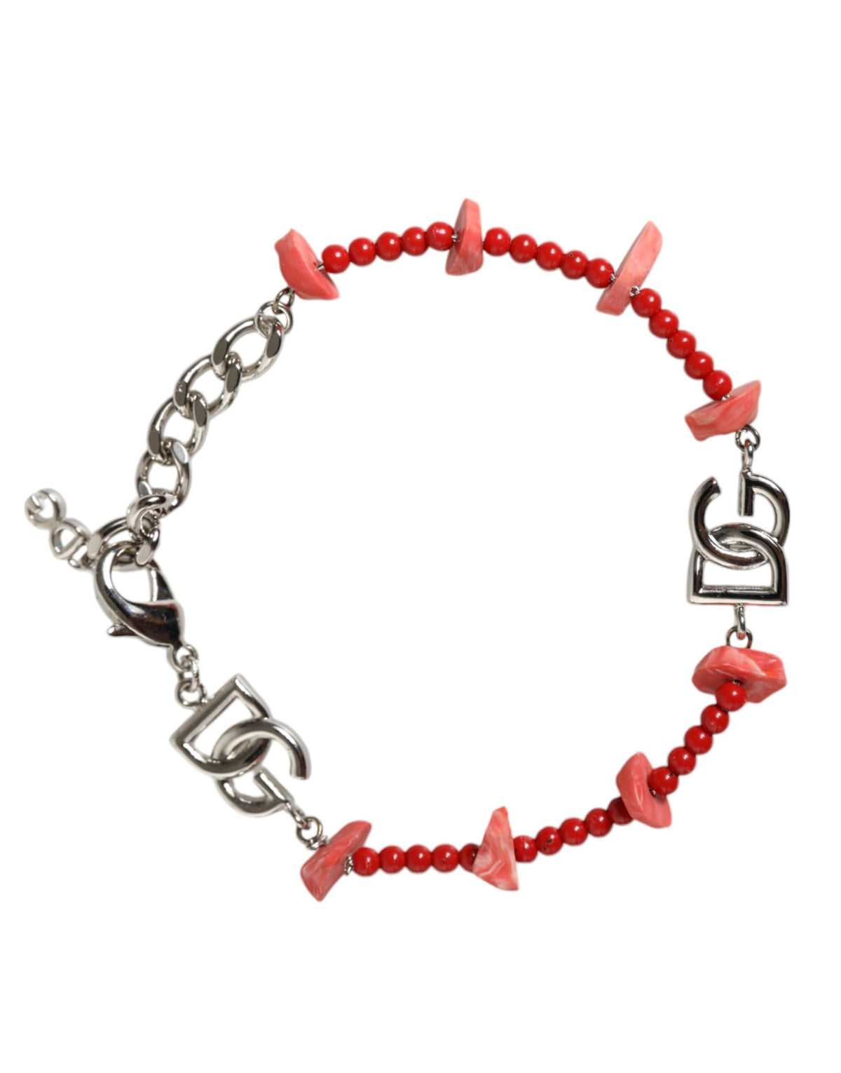 Dolce & Gabbana Bracciale con catena con logo, colore argento, in ottone e argento