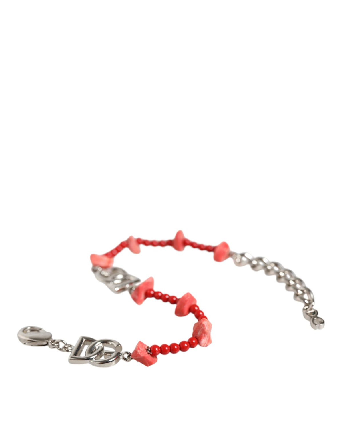 Dolce & Gabbana Bracciale con catena con logo, colore argento, in ottone e argento