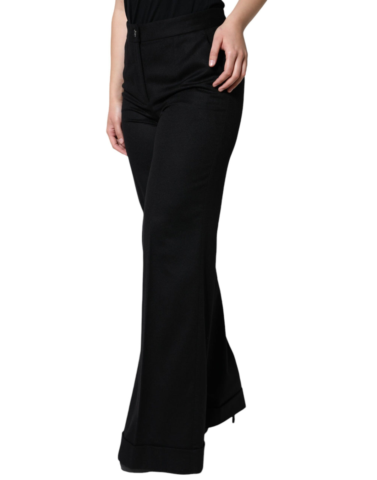 Dolce & Gabbana Schwarze Bootcut-Hose aus Kaschmir